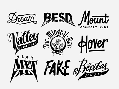 Logos illustration lettering typography