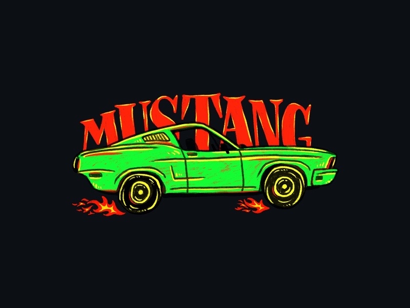 Mustang lettering illustration by doffdog on Dribbble