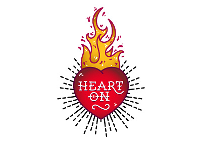 Heart On Logo flame flash heart lettering love old passion red school tattoo valentine