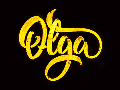 Olga art calligraphy design gold golden lettering logo rough sketch type typography
