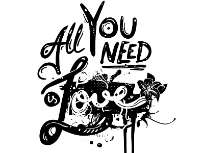 All You Need is Love all you need is love couple heart lettering love typography valentine