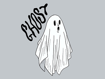 Spooky Ghost drawlloween ghost hand lettering illustration