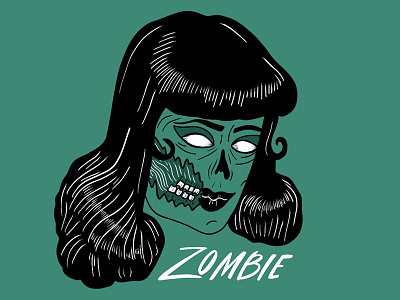 Zombettie drawlloween hand lettering illustration zombie
