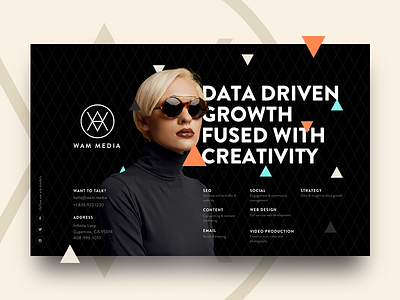 WAM MEDIA Landing Page black grid landing page minimalistic models modern simple triangle