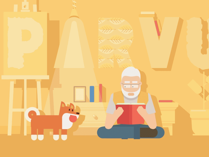 Playful family animation blogger board game dog illustration reading twins