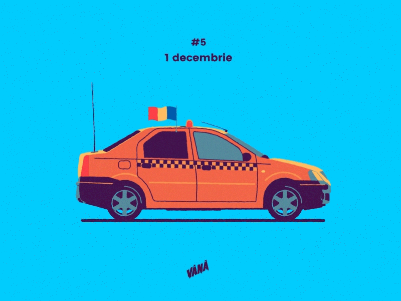 Romanian national day 1 decembrie animation cab dacia flag gif illusration logan romania taxi