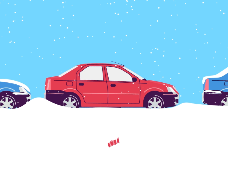 Car vs Snow animation car gif iarna illustration logan romania snow snowing winter