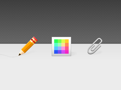 Icon Set app button clip content content strategy icon icons illustration image interface paper paper clip pencil photo polaroid ui vector web yellow