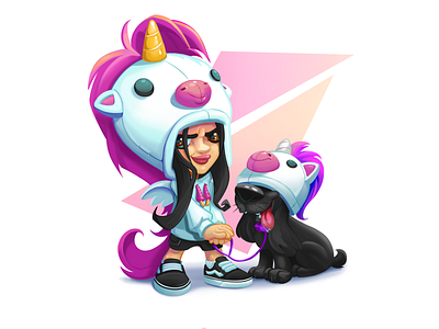UNICORN GANG character dog girl graphic design hoodie puppy unicorns vans