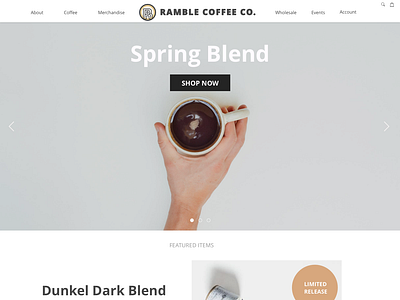 Ramle Coffee Landing Page branding redesign web design