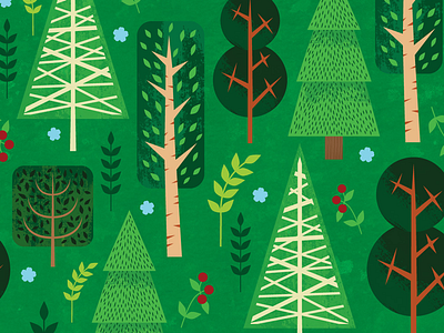 Repeating Tree Pattern in Green nature pattern trees vector