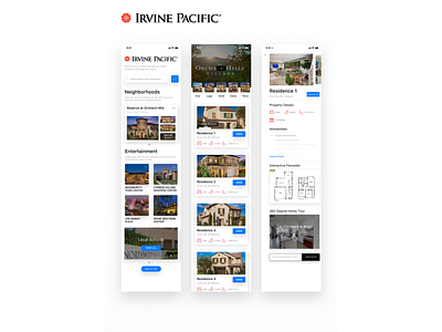 Irvine Pacific - your luxury home app applications builing design luxury mobile app property ui