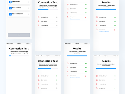 Connection test - Universal Electronics mobile app app applications connection test design electronics mobile app sensor test ui