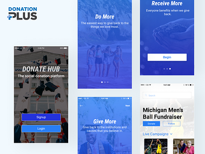 Donate Plus mobile app app applications charity design funding funds mobile app platform social social fundraising platform social network ui