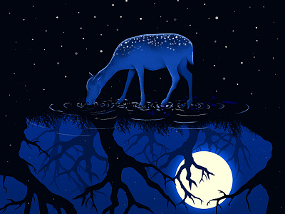 Deer in the moonlight