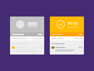 Meal Card payment successful design