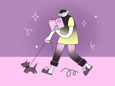 Reads & Walks the dog