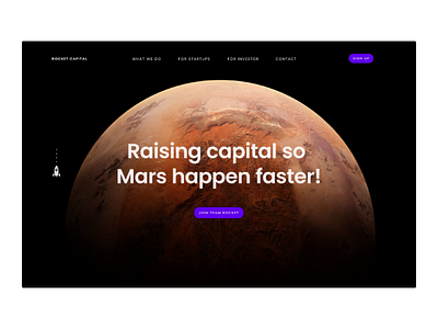 Rocket Capital Landing Page Concept capital figma finance future landing page mars principle app purple startups ui website