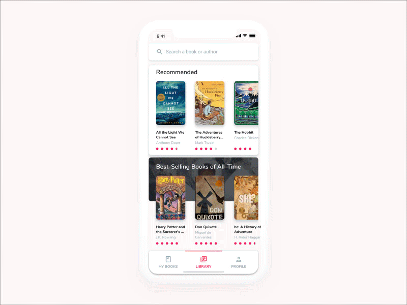 Book Recommendation app books mobile animation mobile app design ui ui ux design