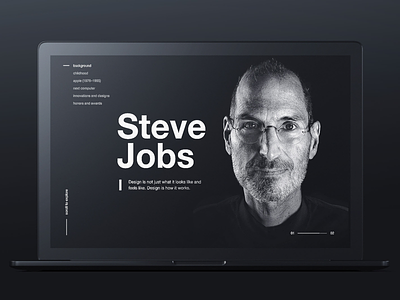 Influencers page Steve Jobs art cards carousel colour design landing menu portfolio promo ui web website