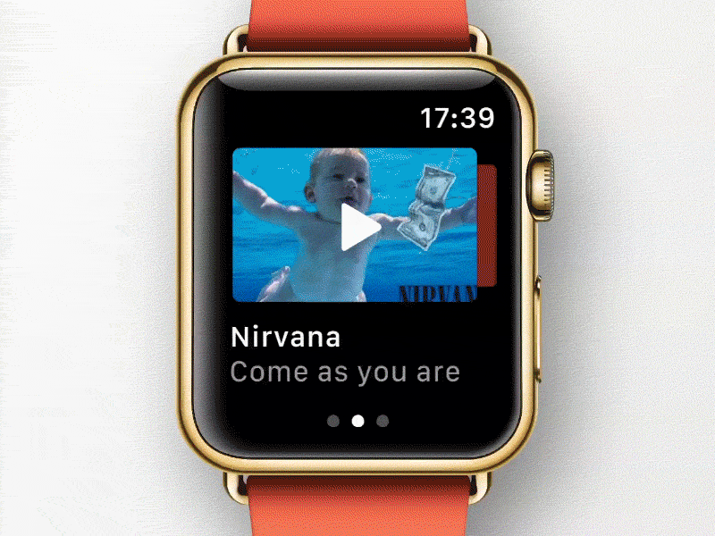 Apple watch music player app app apple watch cards clean interaction music player tab ui ux watch