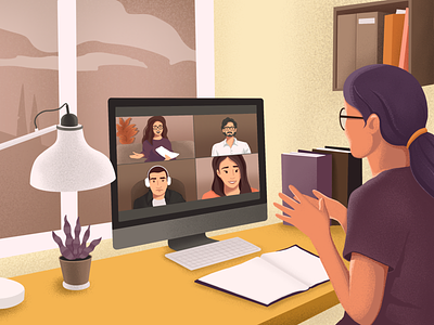 Team meeting [illustration] conference illustration meeting video call zoom
