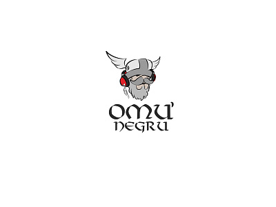 Omu Negru design headphones logo music tech valhala viking wings
