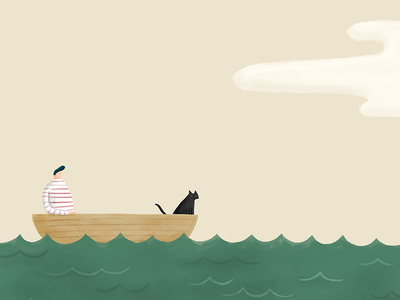 Man Cat And A Boat london melbourne hand drawn photoshop design agency illustrator illustration