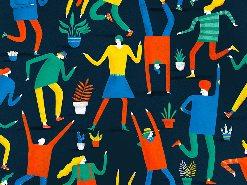 There Ain't No Party Like A Pot Plant Party character lifestyle editorial texture colour creative foliage plants illustration