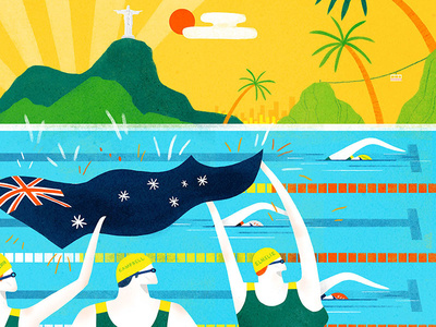 Toyota Australia -Rio Olympics 2016 character lifestyle editorial texture colour creative foliage plants illustration