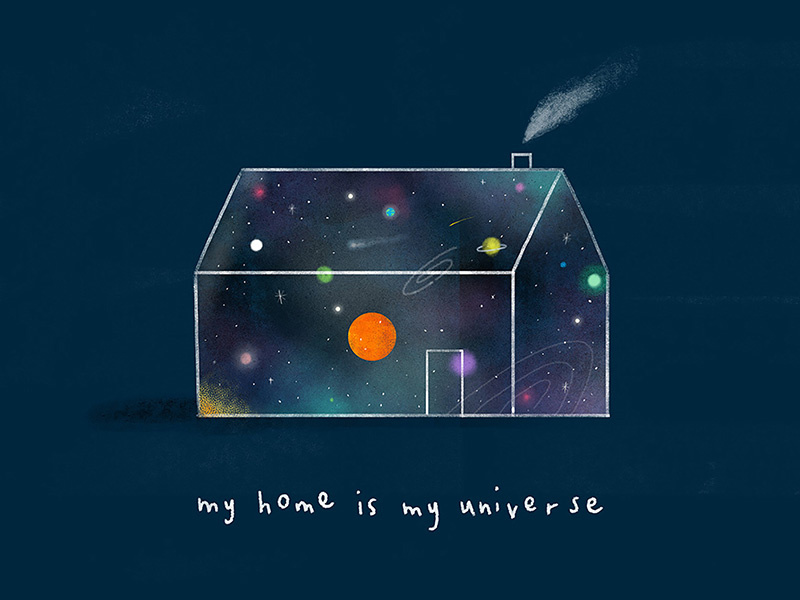 My Home Is My Universe character lifestyle editorial texture colour creative foliage plants illustration
