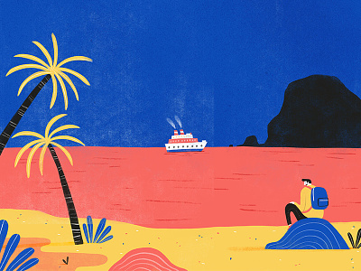Watchin' the ships roll in character colour creative editorial foliage illustration lifestyle plants texture