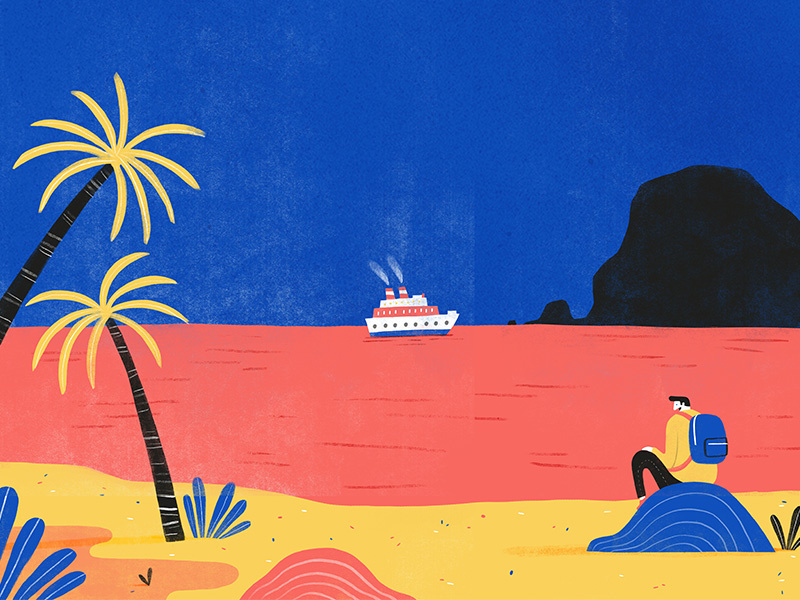 Watchin' the ships roll in character lifestyle editorial texture colour creative foliage plants illustration