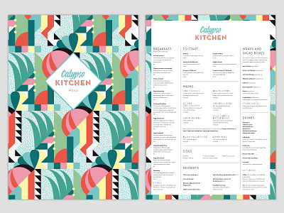 Calypso Kitchen Menus brand identity design inspiration graphic design layout logomark logotype menu design pattern design typography
