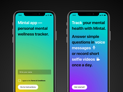 Mental health app design gradient icons interaction design interface iphone x mental mental health minimal minimalism minimalistic mobile product design trend trend 2020 trends typography ui ux