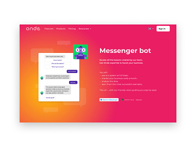 Messenger Onde Bot bot design illustration interaction design interface messenger ride hailing ui ux