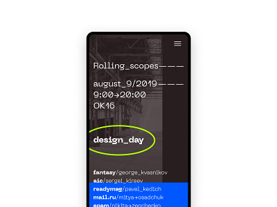 Rolling Scopes — Design Day 2019 2019 trends aic branding design fantasy interaction design interface mobile mobile app mobile app design mobile ui product design responsive typography ui ux web web design website