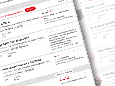 Fab.com - Order Status app design ecommerce fab interface order product status ui ux web