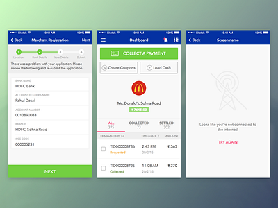 Payment App - Merchant View app dashboard design error form ios material mobile payment registration ui ux
