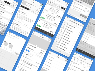 iOS Wireframes for a Sports App app design ios mobile process profile sports ui user flow userflow ux wireframes
