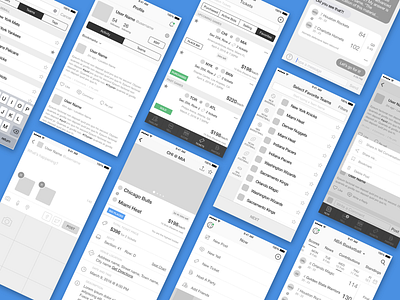 iOS Wireframes for a Sports App