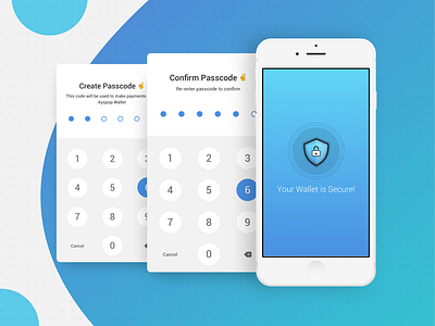 Passcode app ayosaldo gradient lock passcode safe saldo secure security studio ui wallet