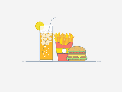 Meal burger colddrink combo diet drink fast food food french fries illustration junk food meal snacks