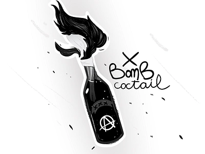 Bomb "Cocktail Molotov" Fire hot vector anarchy sticker xxx anarchy black bomb coctail dark fire fireart hand drawn molotova revolution riot shape sticker art sticker mule teenager texture vector illustration youth