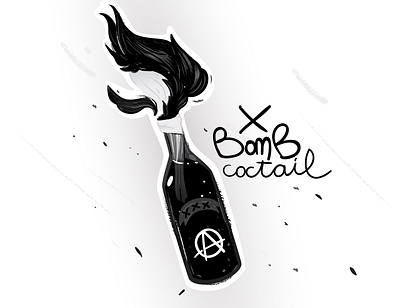 Bomb "Cocktail Molotov" Fire hot vector anarchy sticker xxx anarchy black bomb coctail dark fire fireart hand drawn molotova revolution riot shape sticker art sticker mule teenager texture vector illustration youth