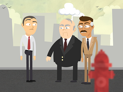 Guy and his bosses bussiness man character design suit video animation