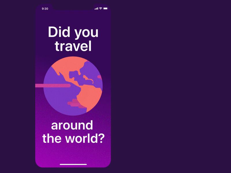 Concept's full flow. 🌎 🗳 📲 animation concept flow ios iphone x map sunset swipe vote