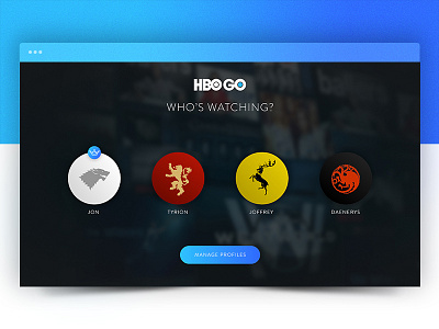 HBO GO User Profiles concept hbo hbo go interface profiles smarttv ui uiux user profiles ux web