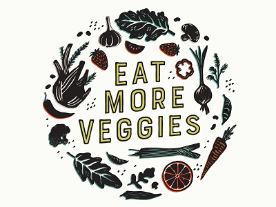Eat More Veggies branding illustration texas