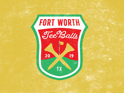 Fort Worth Tee Balls badge design baseball branding golf identity logo design logos patch design texas